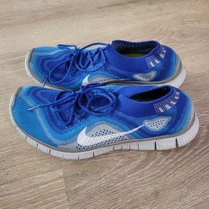 Nike Free Flyknit+ 5.0 `Game Royal` Blue/Wolf Gray Running Shoe 10.5